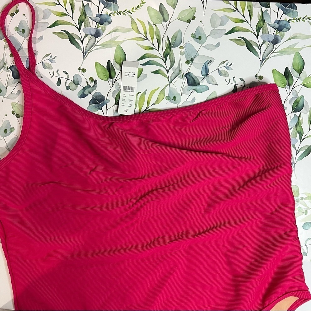 nwt J Crew one shoulder ribbed swimsuit in pink size 18 - Picture 3 of 9